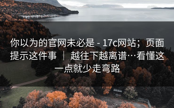 你以为的官网未必是 - 17c网站；页面提示这件事 ｜ 越往下越离谱…看懂这一点就少走弯路  第1张