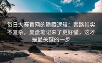 每日大赛官网的隐藏逻辑：套路其实不复杂，复盘笔记来了更好懂，这才是最关键的一步