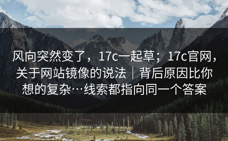 风向突然变了，17c一起草；17c官网，关于网站镜像的说法｜背后原因比你想的复杂…线索都指向同一个答案  第1张